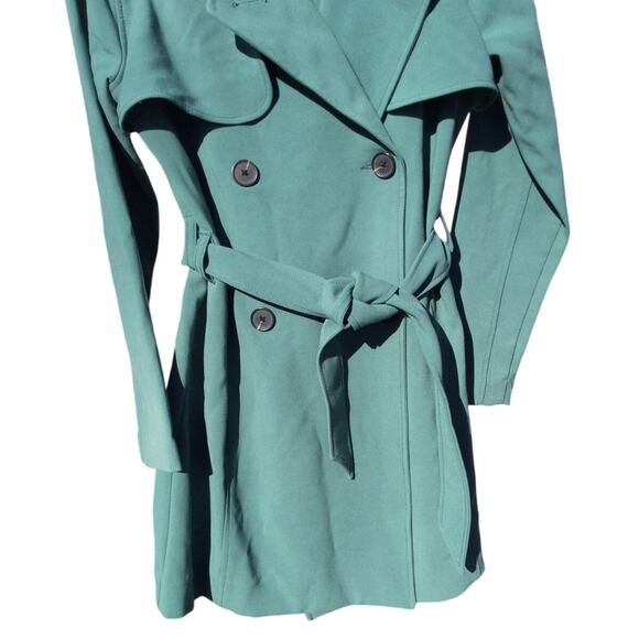 Abercrombie & Fitch Womens Trench Coat Size Medium M Green Jacket Belted Preppy - Picture 5 of 11